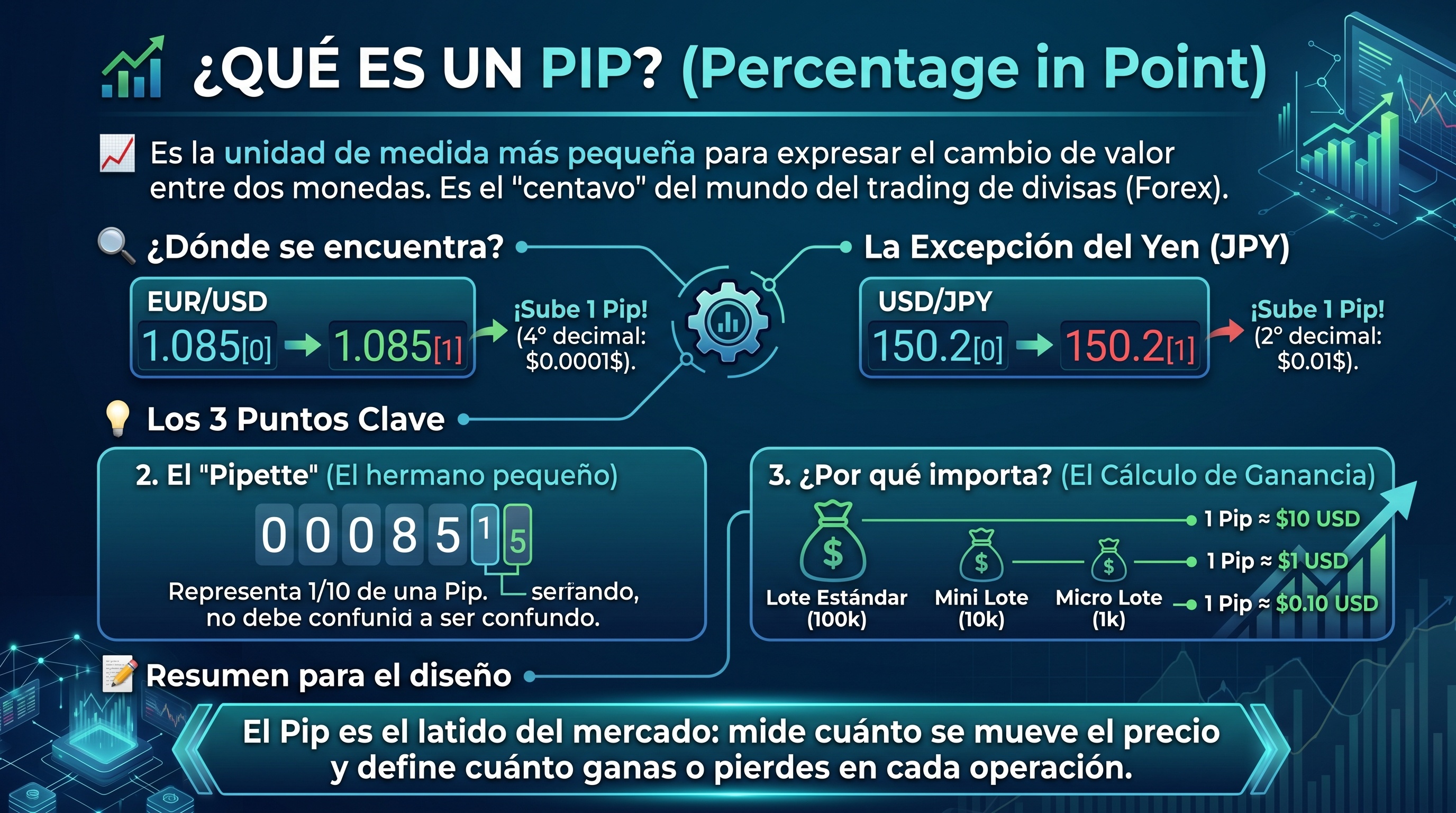 Qué es un pip en trading - Unidad de medida de movimientos de precio en forex